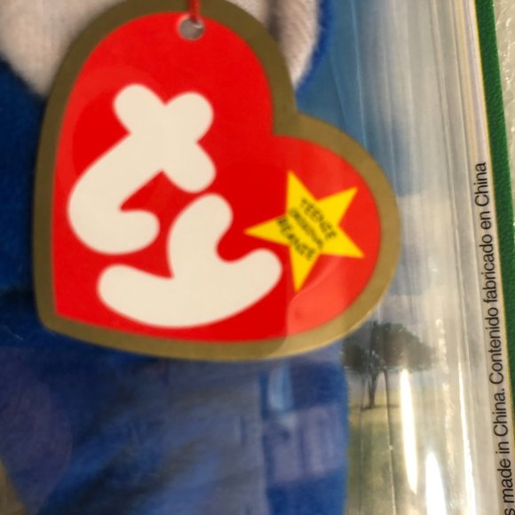TY  PEANUT ROYAL BLUE ELEPHANT TEENIE BEANIE #8 LEGENDS 2000  (NIP) - Picture 6 of 7